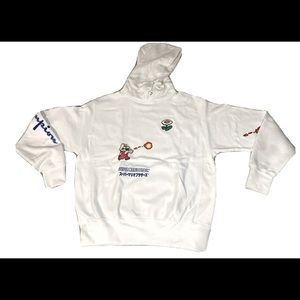 Champion X Super Mario Bros Hoodie Fire Mario Medium Limited  Rare BONUS FIGURE